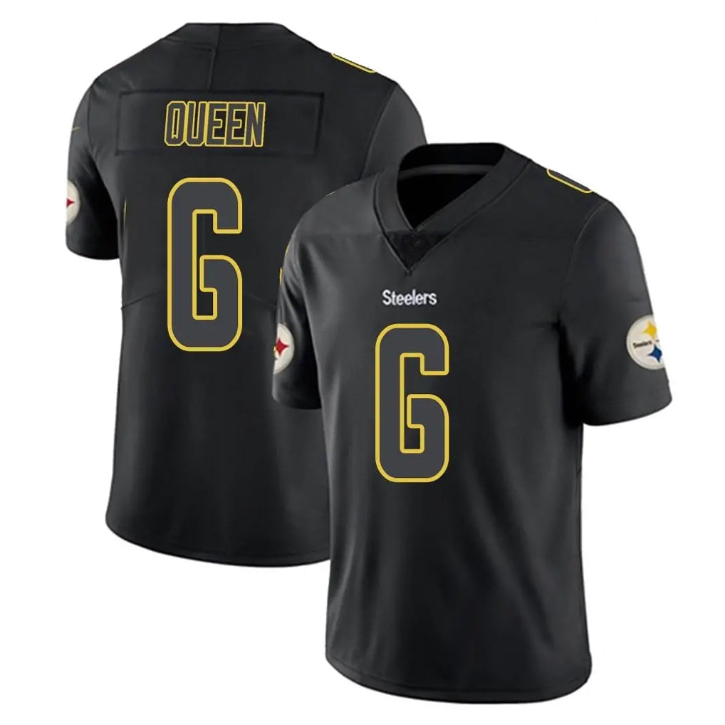 Jdoa P.Steelers #6 Patrick Queen Player Black Impact Limited Home Game Stitched Jerseys