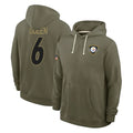 Jdoa P.Steelers #6 Patrick Queen Player Olive Salute to Service Pullover Hoodies Limited Stitched Jerseys