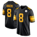 Jdoa P.Steelers #8 Aaron Rodgers Player Black Color Rush Home Game Stitched Jerseys
