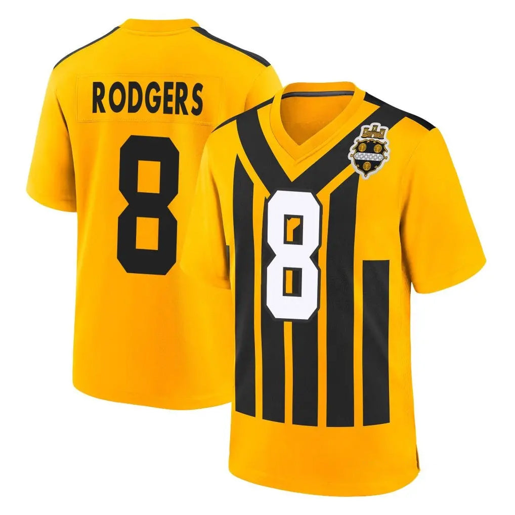 Jdoa P.Steelers #8 Aaron Rodgers Player Gold Limited 1933 Throwback Home Game Stitched Jerseys