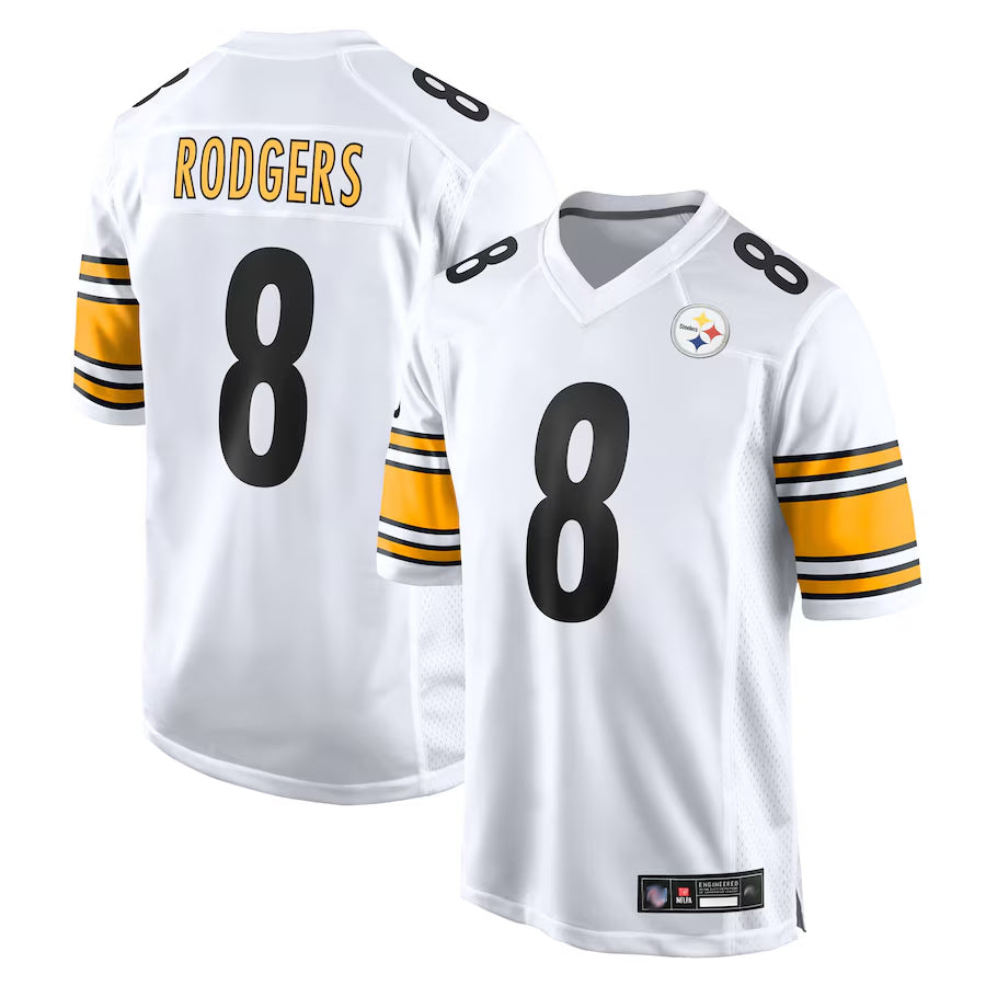 Jdoa P.Steelers #8 Aaron Rodgers Player White Replica Game Stitched Jerseys