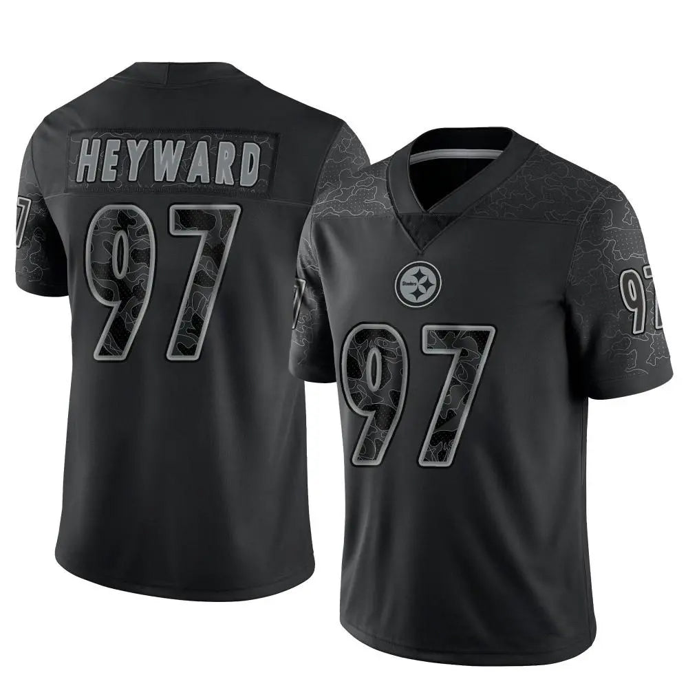 Jdoa P.Steelers #97 Cameron Heyward Player Black Limited Reflective Stitched Jerseys