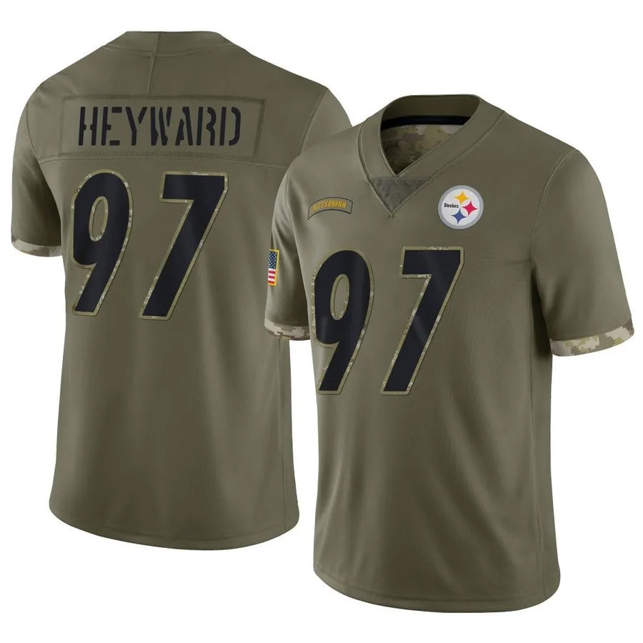 Jdoa P.Steelers #97 Cameron Heyward Player Salute To Service Limited Olive Stitched Jerseys