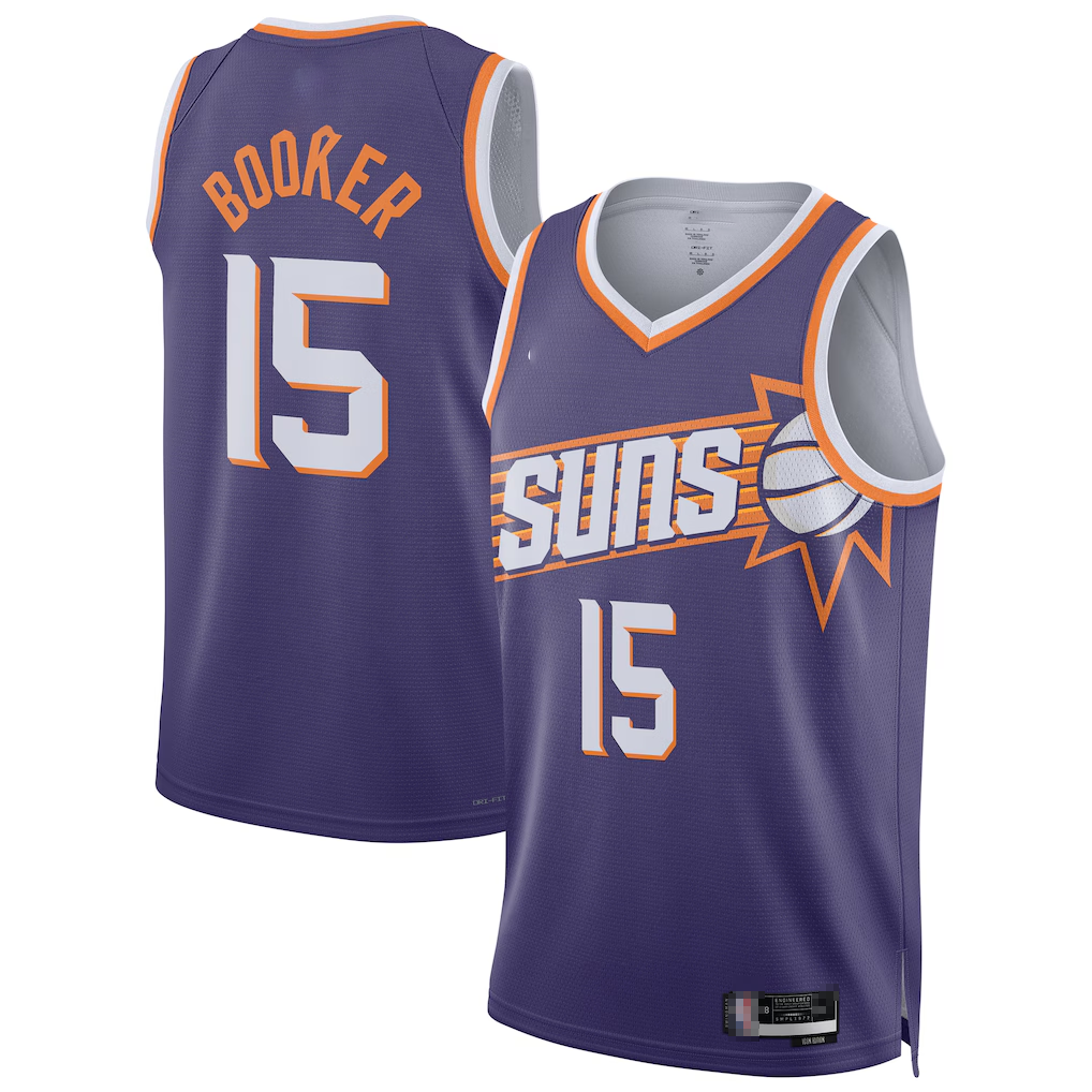 Jdoa P.Suns #15 Devin Booker Purple Swingman Player Jerseys - Icon Edition