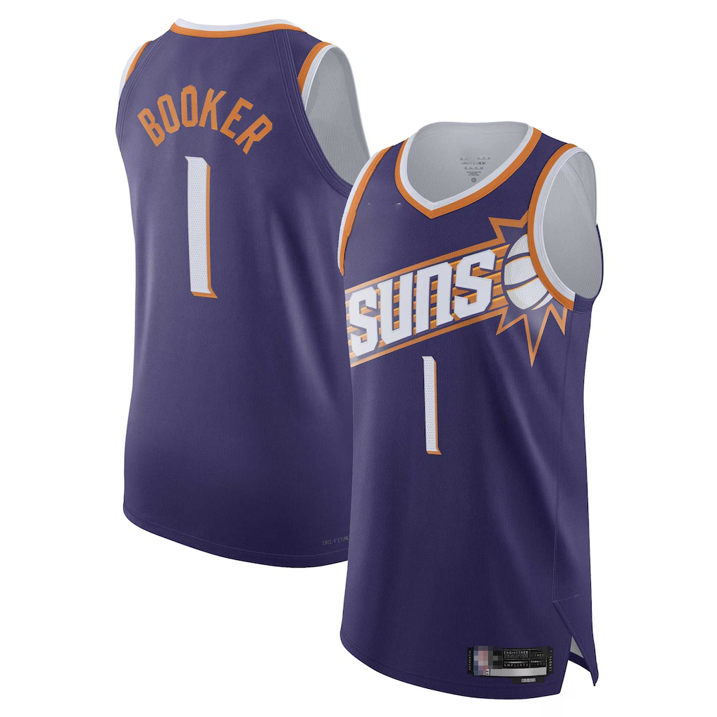 Jdoa P.Suns #1 Devin Booker Purple Authentic Jerseys - Icon Edition