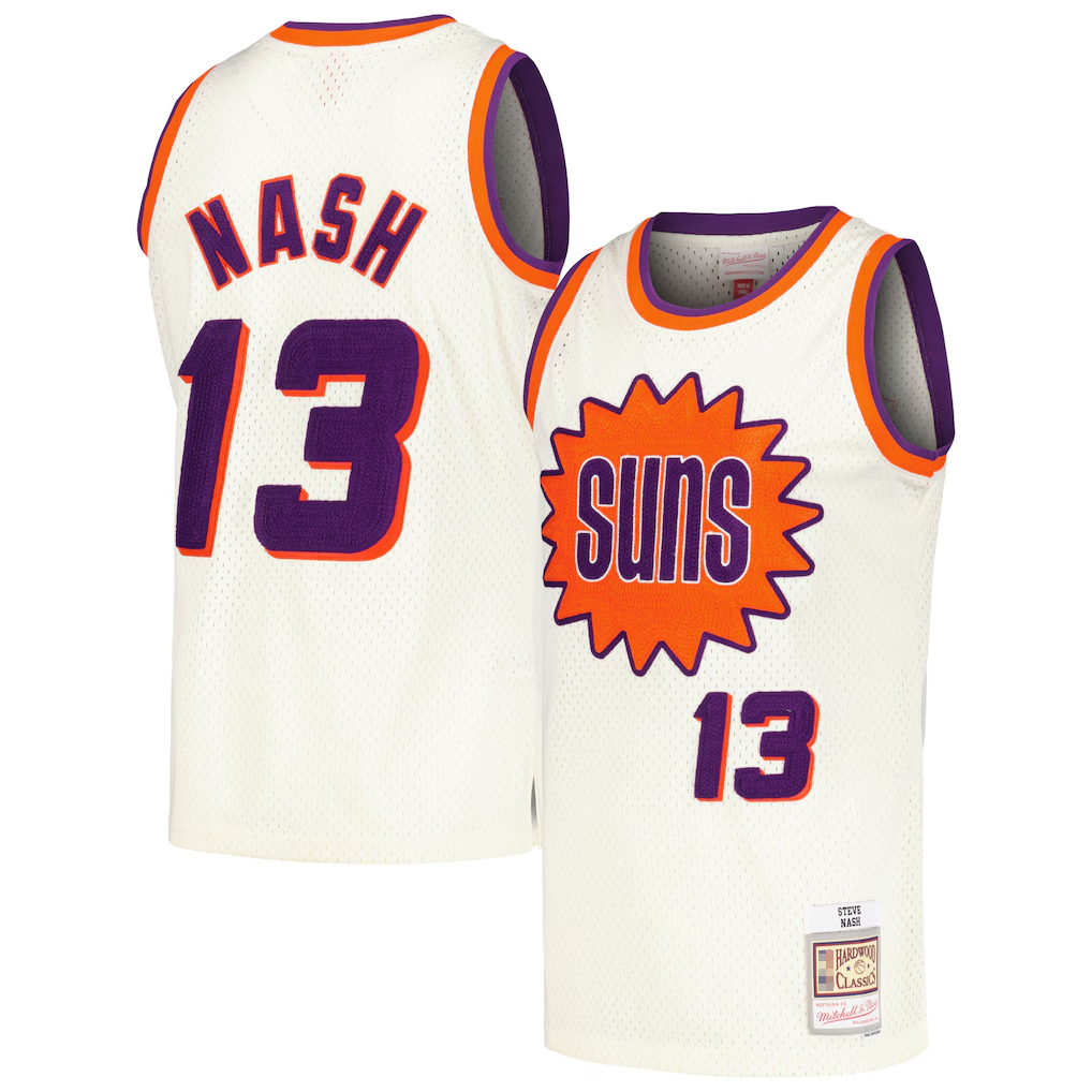 Jdoa P.Sunss #13 Steve Nash Mitchell & Ness Cream Chainstitch Swingman Jerseys