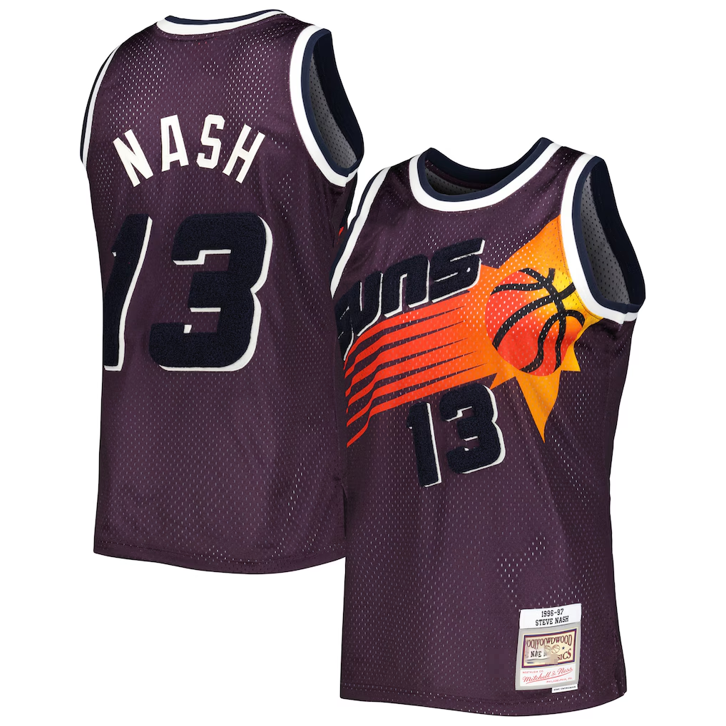 Jdoa P.Sunss #13 Steve Nash Mitchell & Ness Purple 1996-1997 Hardwood Classics Off-Court Swingman Jerseys