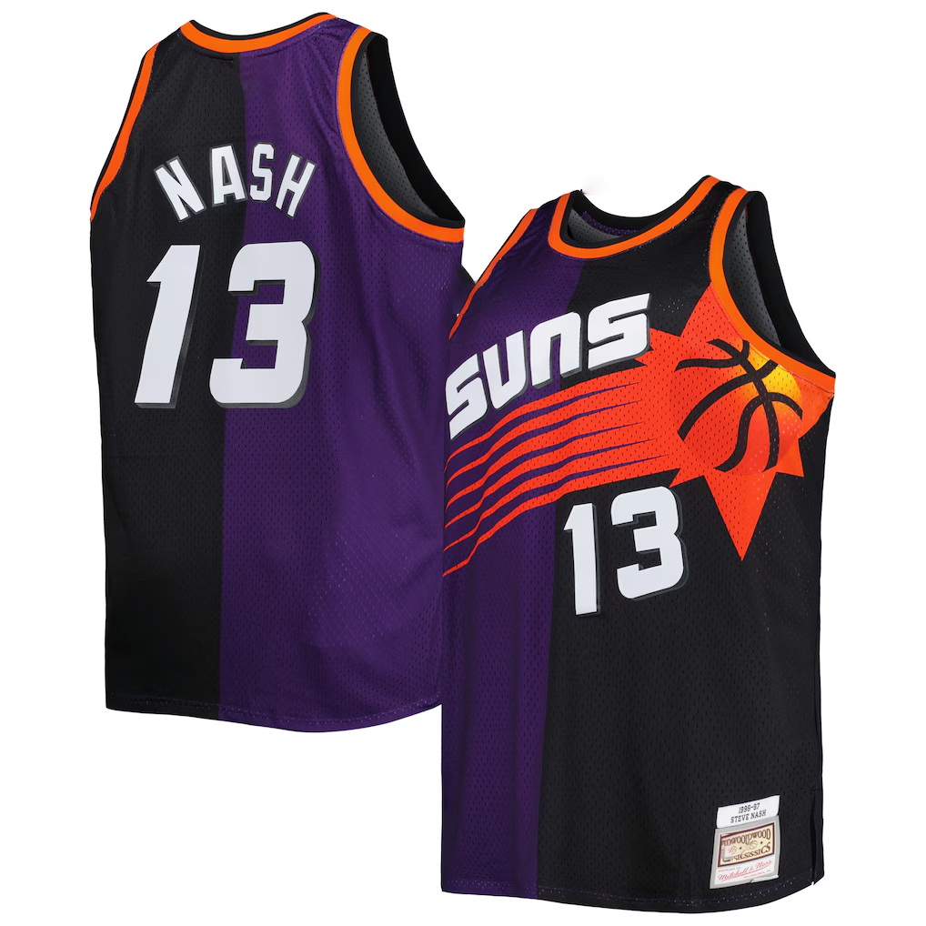 Jdoa P.Sunss #13 Steve Nash Mitchell & Ness PurpleBlack Big & Tall Hardwood Classics 1996-1997 Split Swingman Jerseys