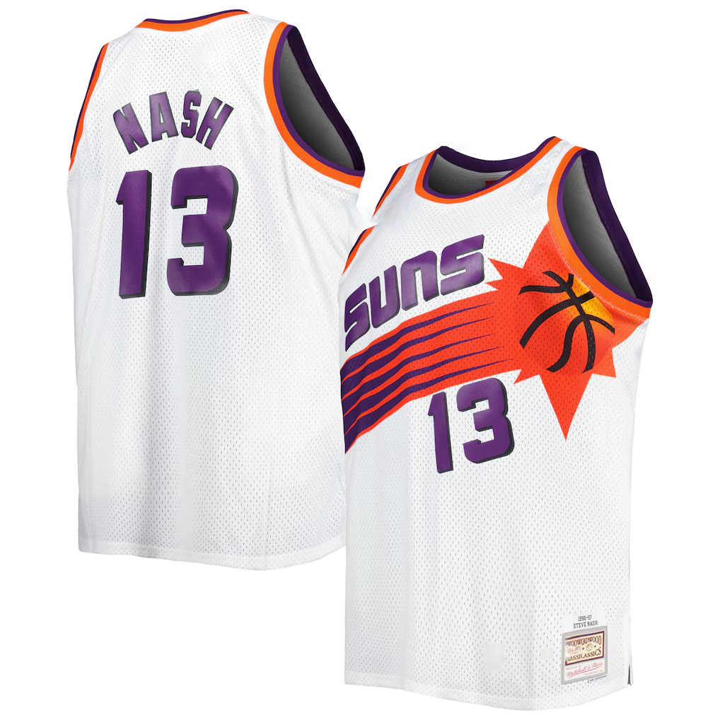 Jdoa P.Sunss #13 Steve Nash Mitchell & Ness White Big & Tall Hardwood Classics 1996-1997 Swingman Jerseys