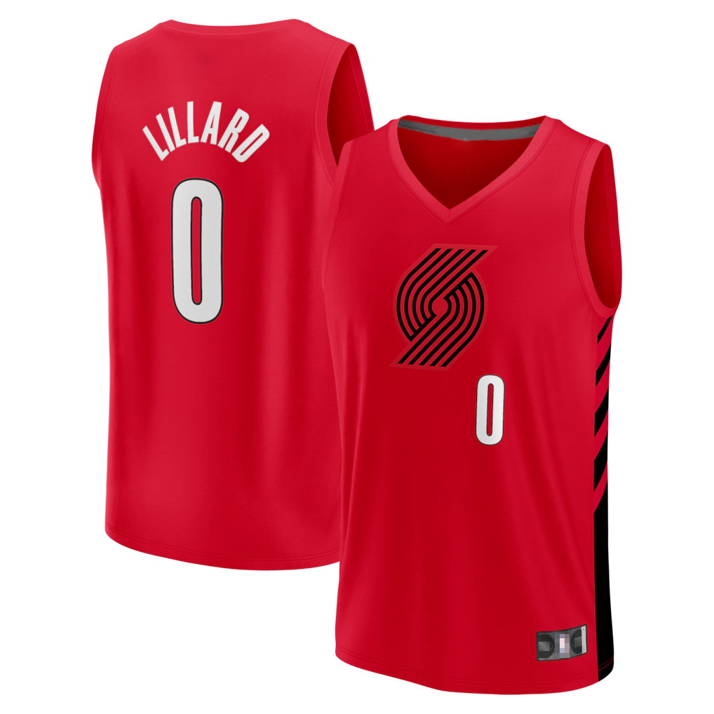 Jdoa PT.Blazers #0 Damian Lillard Fanatics Red Fast Break Replica Jerseys - Statement Edition