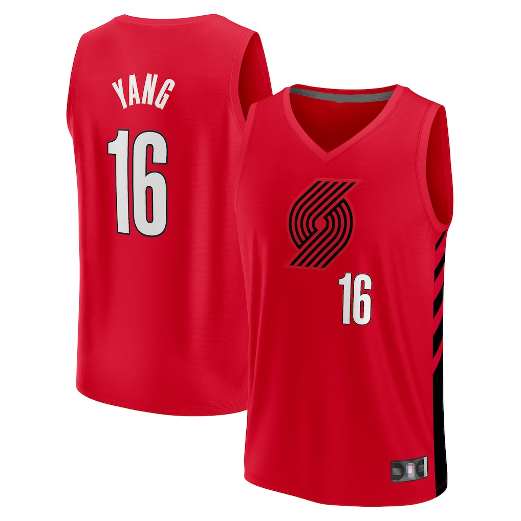 Jdoa PT.Blazers #16 Yang Hansen Fanatics Red Fast Break Replica Jerseys - Statement Edition
