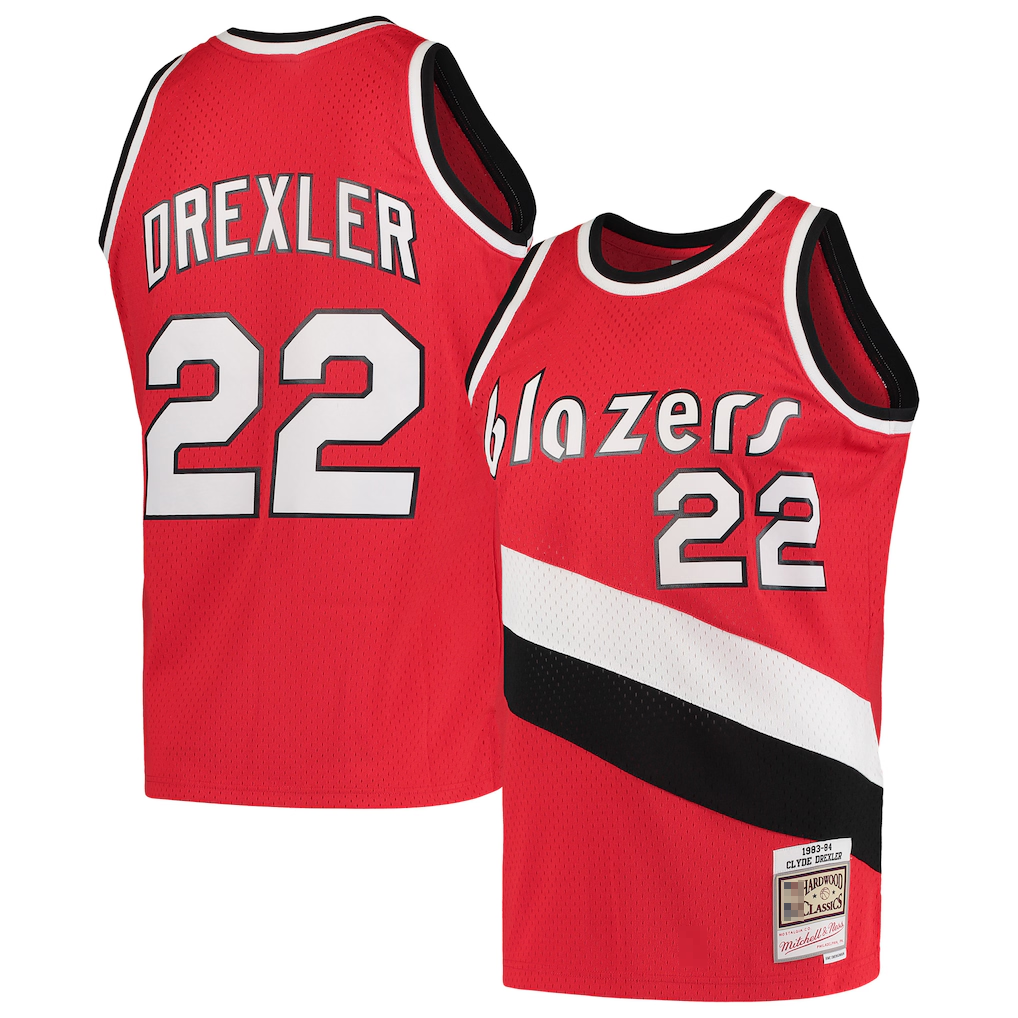 Jdoa PT.Blazers #22 Clyde Drexler Mitchell & Ness Red 1983-1984 Hardwood Classics Swingman Jerseys