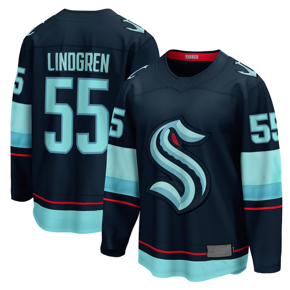 Jdoa S.Kraken #55 Ryan Lindgren Deep Sea Blue Home Breakaway Jerseys