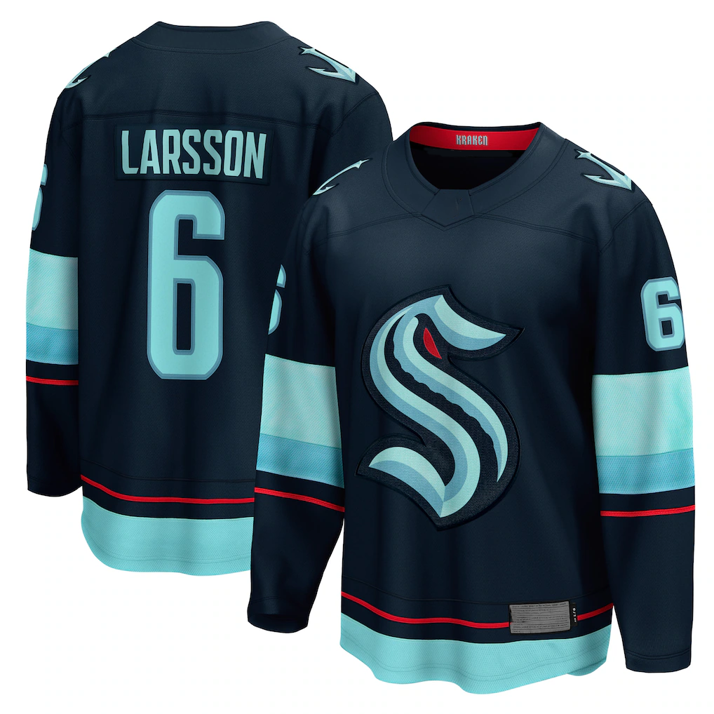 Jdoa S.Kraken #6 Adam Larsson Deep Sea Blue Home Breakaway Player Jerseys