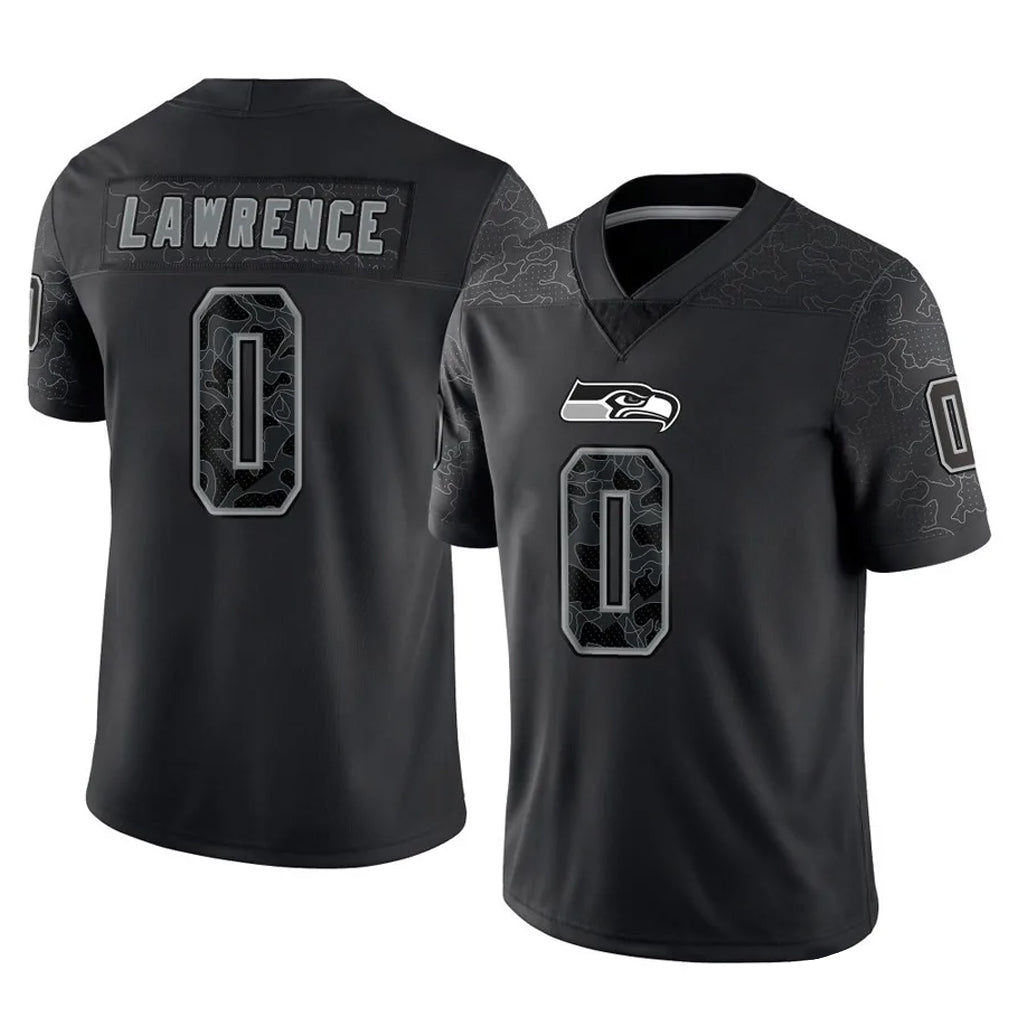 Jdoa S.Seahawks #0 DeMarcus Lawrence Player Black Limited Reflective Home Game Stitched Jerseys