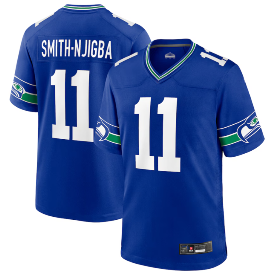 Jdoa S.Seahawks #11 Jaxon Smith-Njigba Royal Throwback Player Game Stitched American Stitched Jerseys