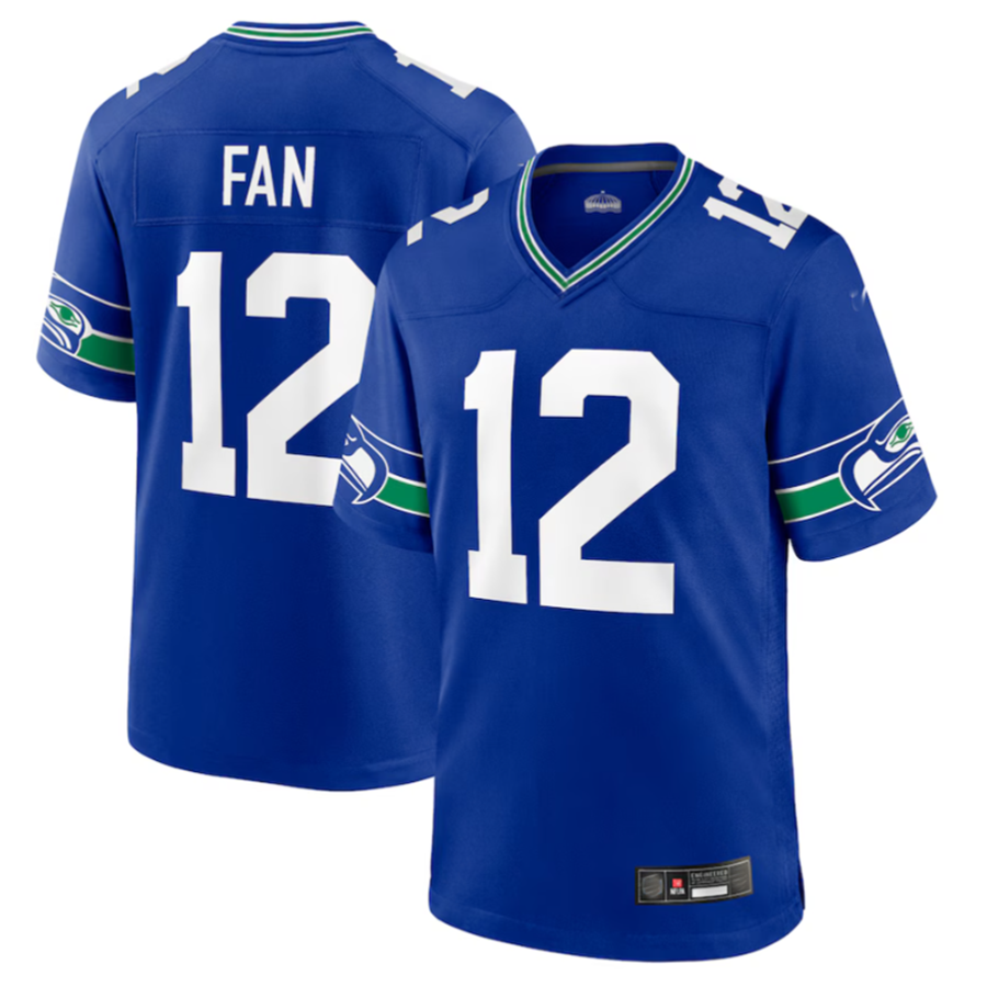 Jdoa S.Seahawks #12 12s Royal Throwback Player Game Jersey Stitched American Stitched Jerseys