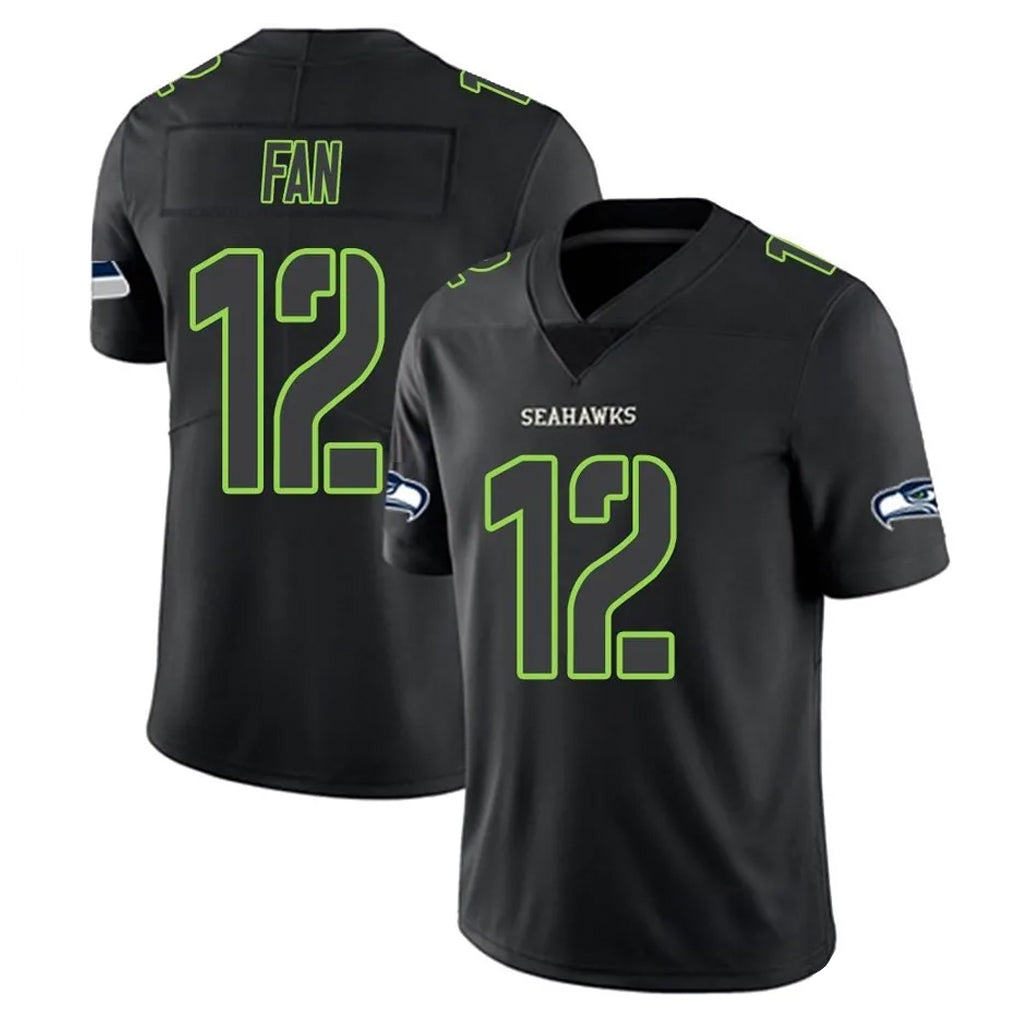 Jdoa S.Seahawks #12 12th Fan Player Black Impact Limited Home Game Stitched Jerseys