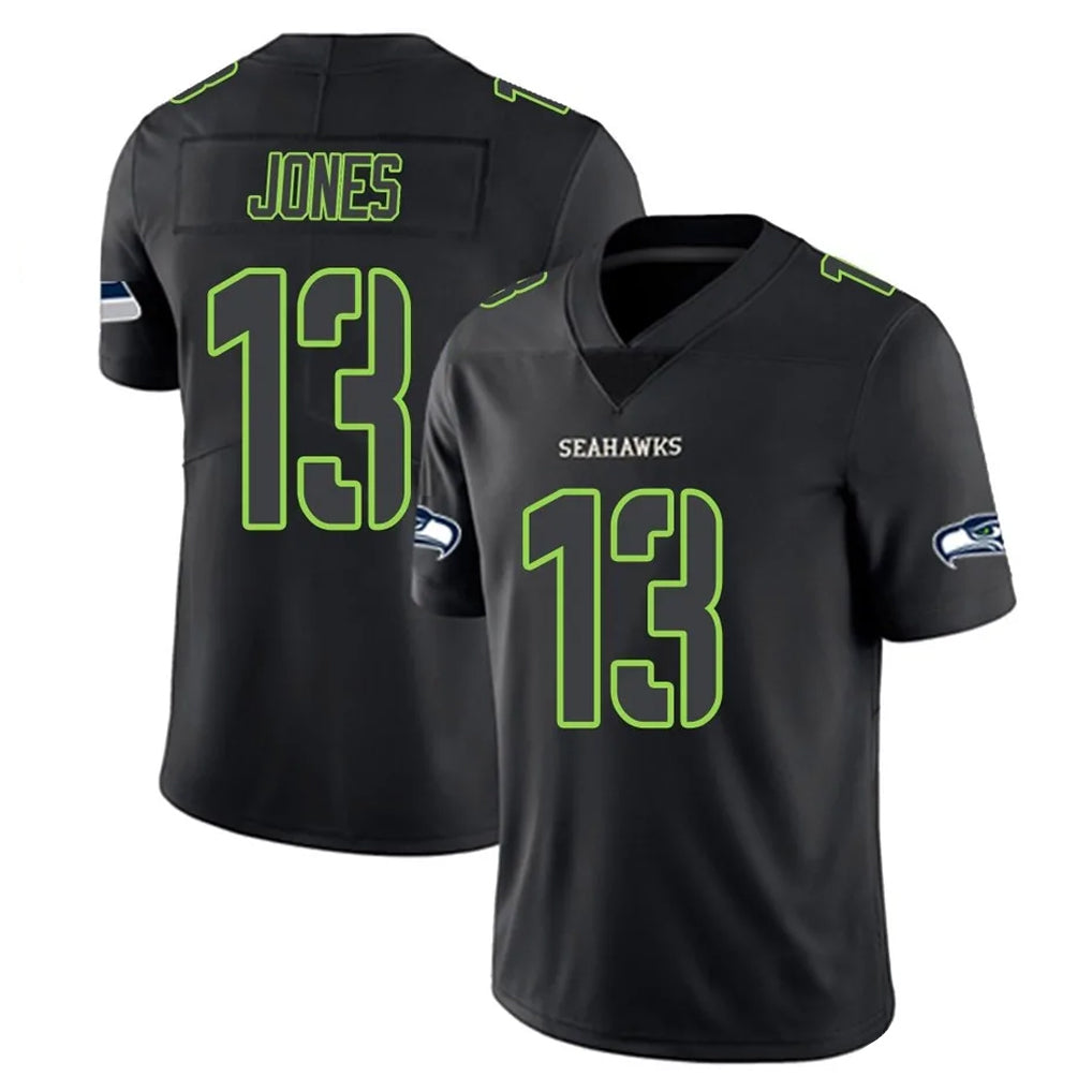 Jdoa S.Seahawks #13 Ernest Jones IV Player Black Impact Limited Home Game Stitched Jerseys