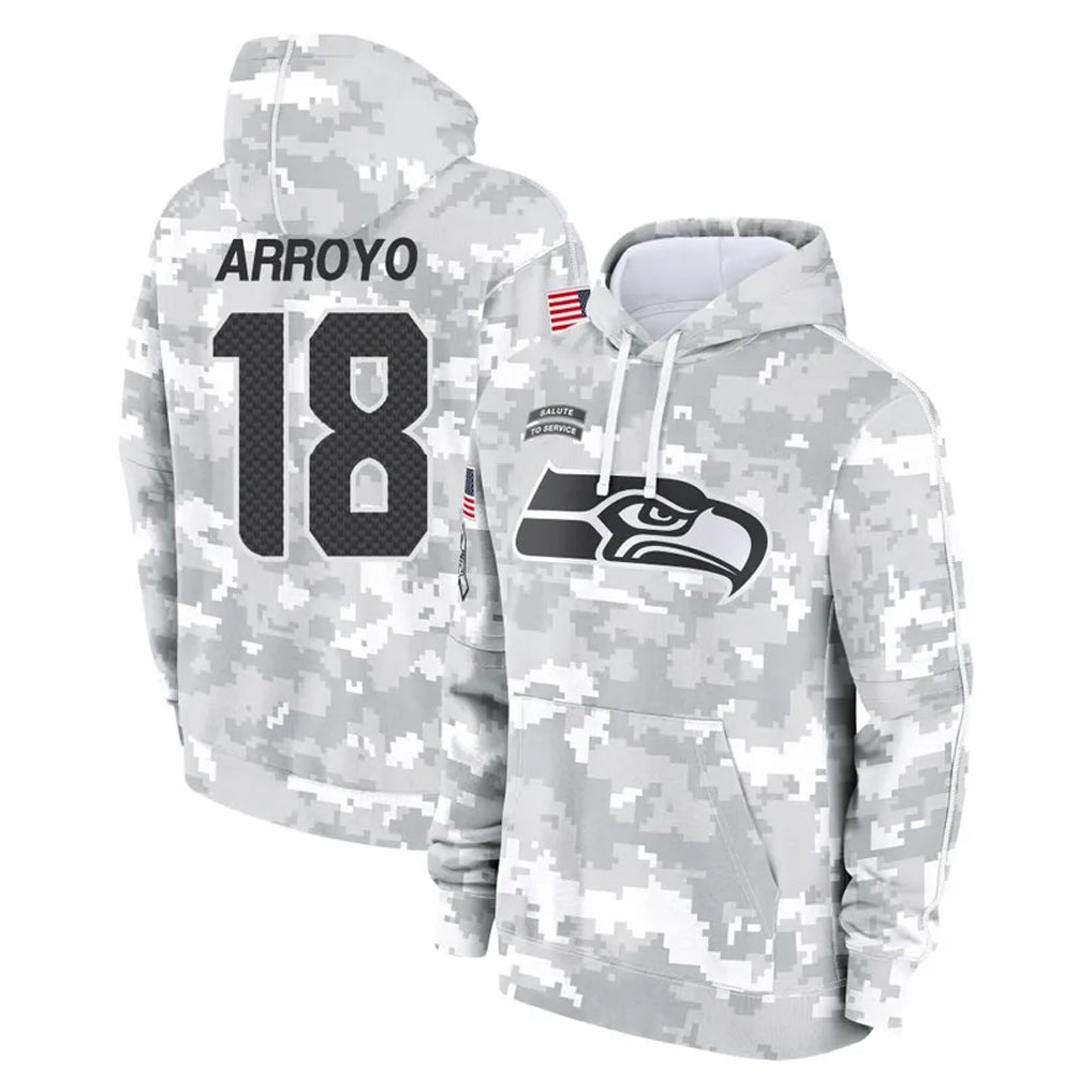 Jdoa S.Seahawks #18 Elijah Arroyo Player Arctic Camo Limited Salute to Service Pullover Hoodies Game Stitched Jerseys