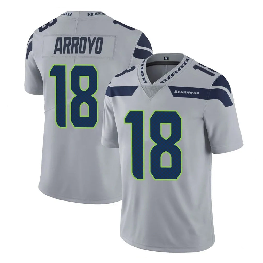 Jdoa S.Seahawks #18 Elijah Arroyo Player Gray Limited Vapor Untouchable Home Game Stitched Jerseys