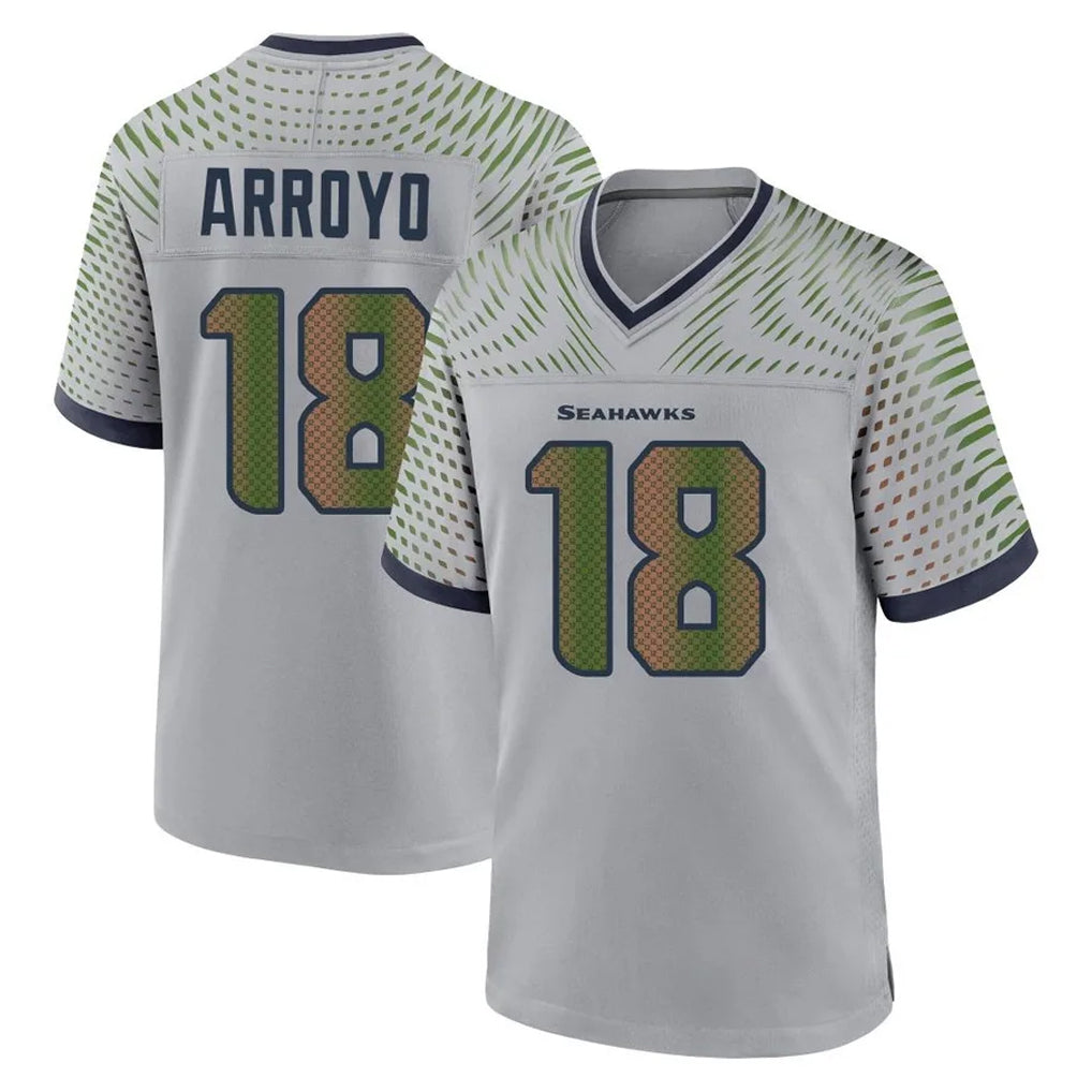 Jdoa S.Seahawks #18 Elijah Arroyo Player Grey 2025 Rivalries Collection Home Game Stitched Jerseys