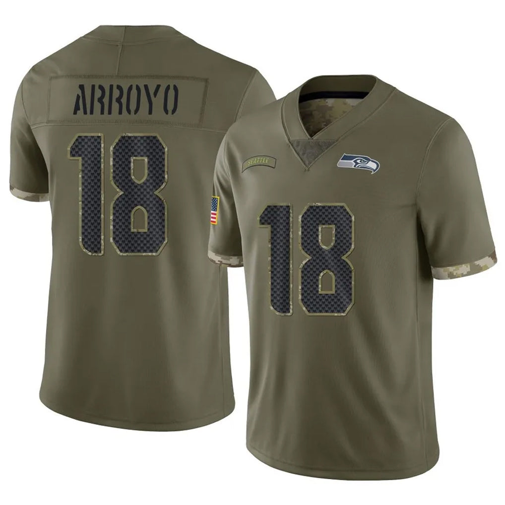 Jdoa S.Seahawks #18 Elijah Arroyo Player Olive Limited Salute To Service Home Game Stitched Jerseys