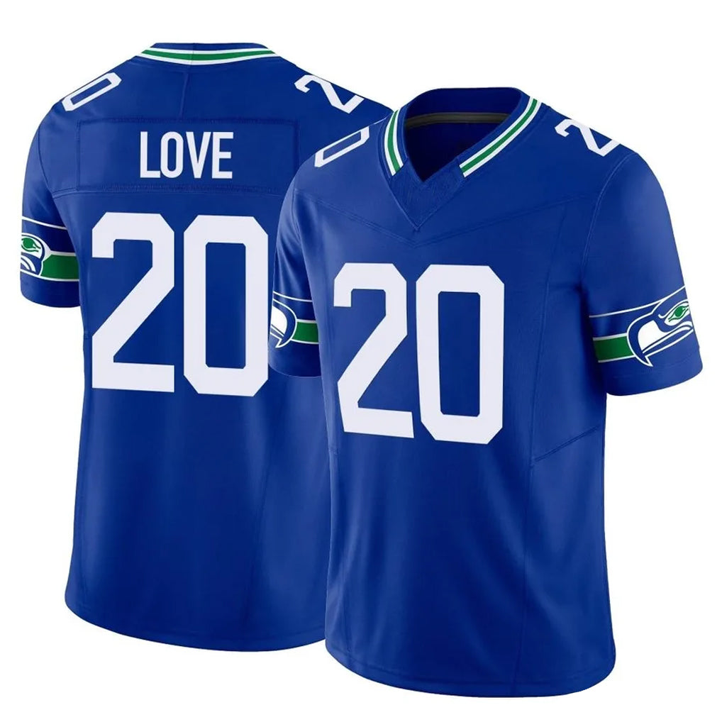 Jdoa S.Seahawks #20 Julian Love Player Royal Limited Throwback Vapor F.U.S.E. Home Game Stitched Jerseys