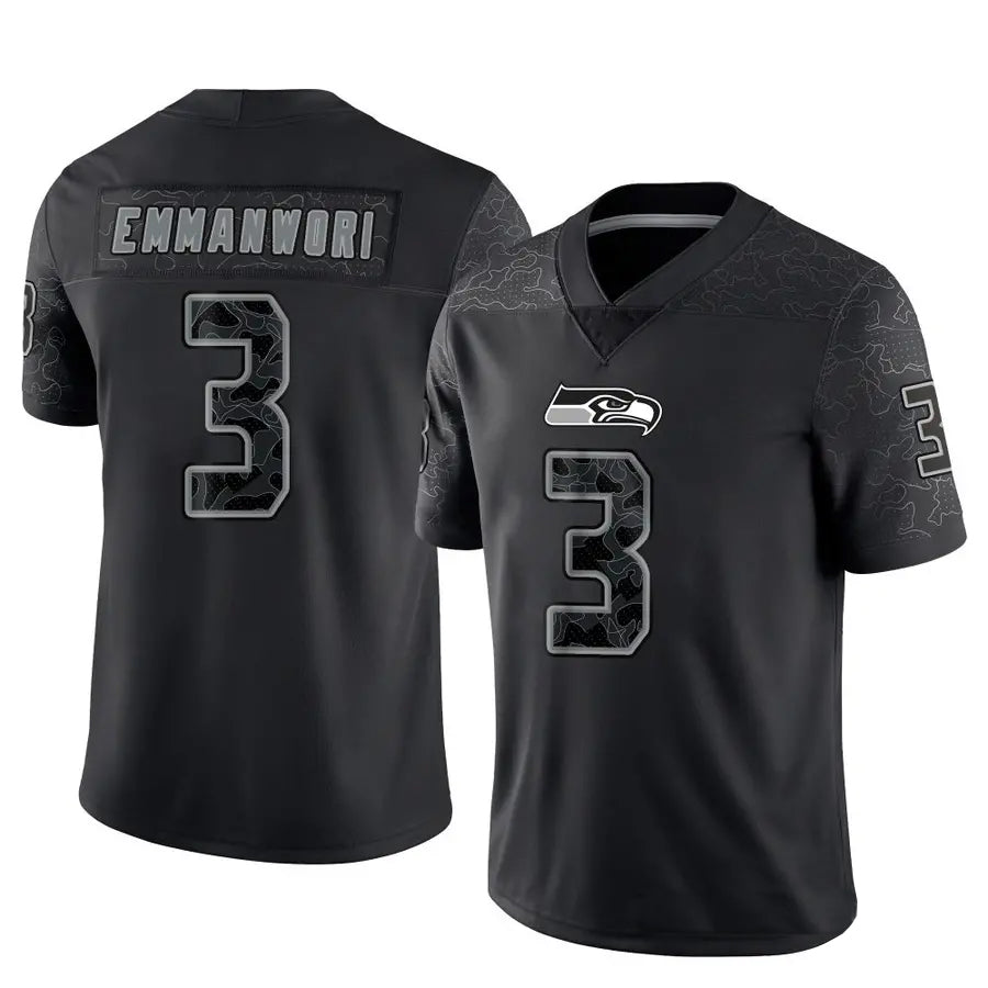 Jdoa S.Seahawks #3 Nick Emmanwori Player Black RFLCTV Limited Football Jerseys