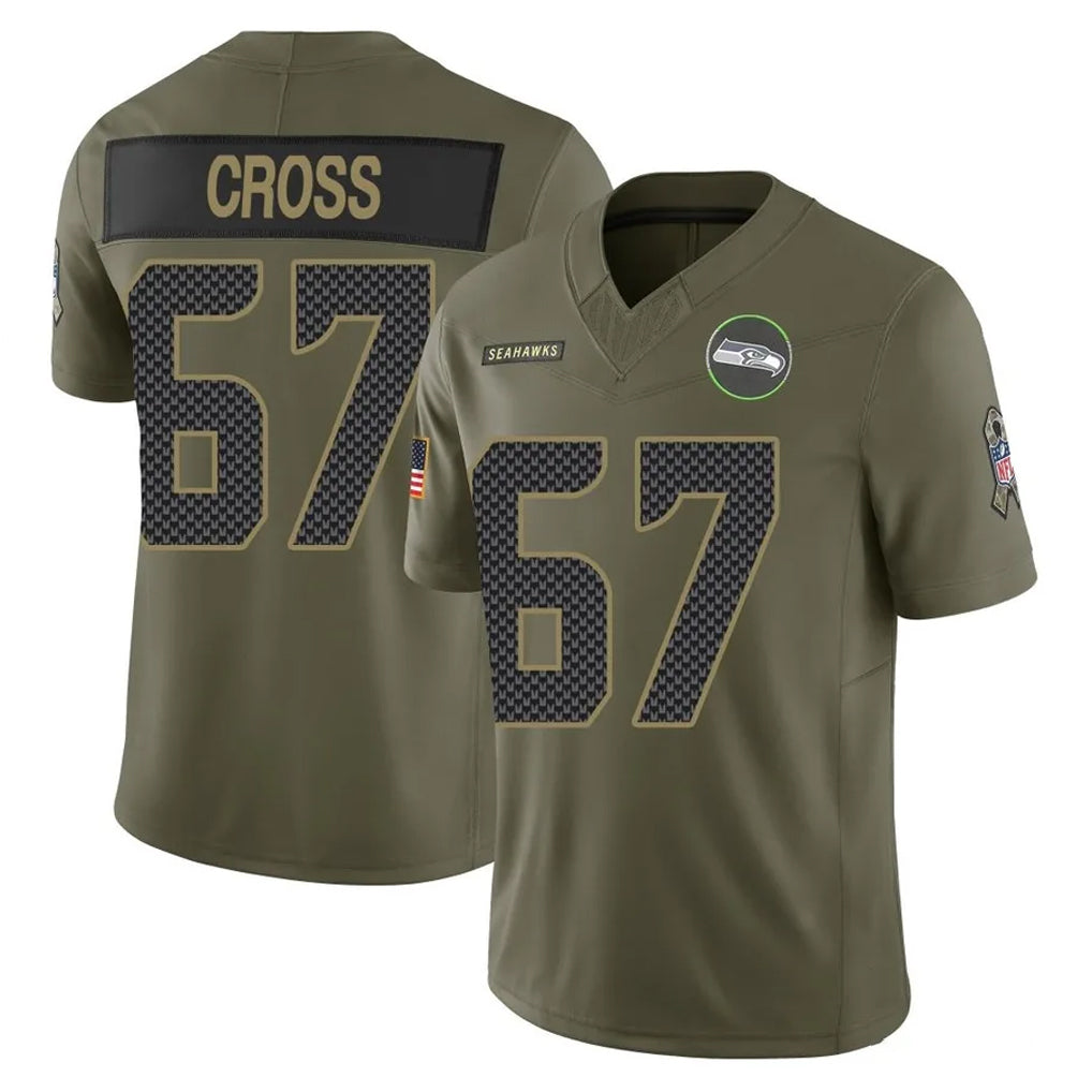 Jdoa S.Seahawks #67 Charles Cross Player Olive 2025 Salute To Service Limited Home Game Stitched Jerseys