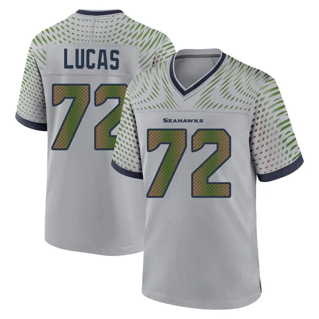 Jdoa S.Seahawks #72 Abraham Lucas Player Grey 2025 Rivalries Collection Home Game Stitched Jerseys