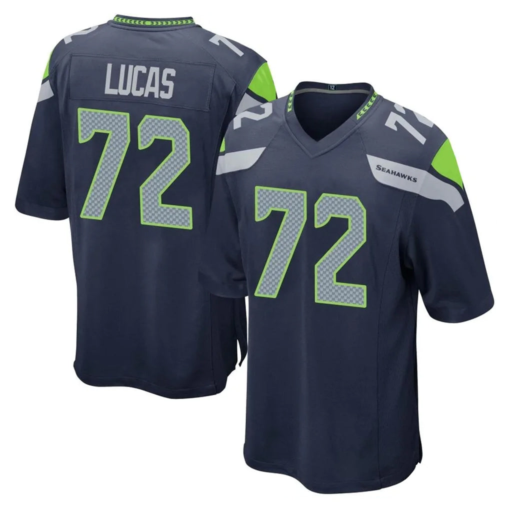 Jdoa S.Seahawks #72 Abraham Lucas Player Navy Home Game Stitched Jerseys