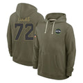 Jdoa S.Seahawks #72 Abraham Lucas Player Olive Salute to Service Pullover Hoodies Limited Stitched Jerseys