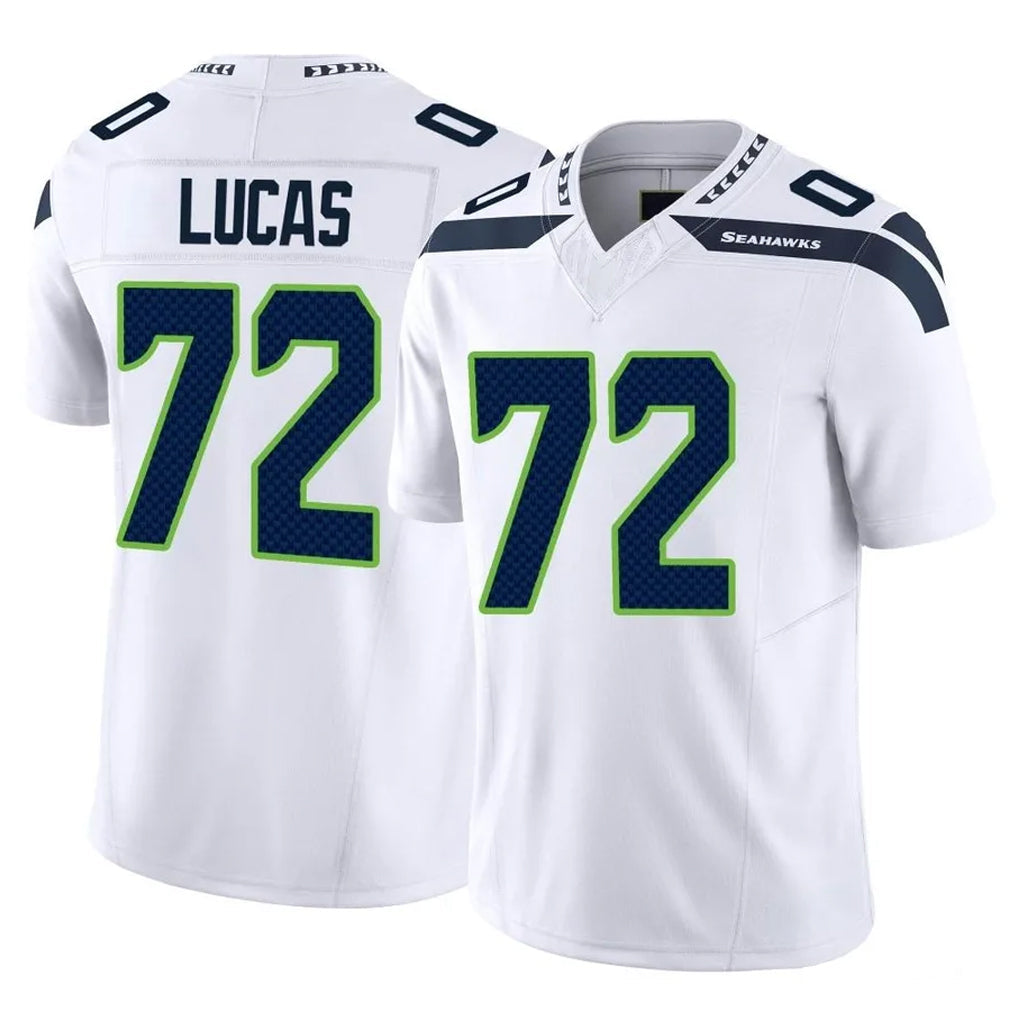 Jdoa S.Seahawks #72 Abraham Lucas Player White Limited Vapor F.U.S.E. Home Game Stitched Jerseys