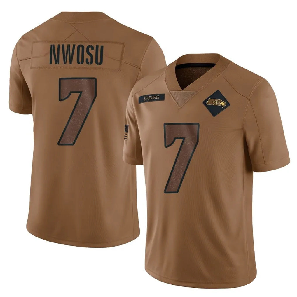 Jdoa S.Seahawks #7 Uchenna Nwosu Player Gray Atmosphere Fashion Home Game Stitched Jerseys