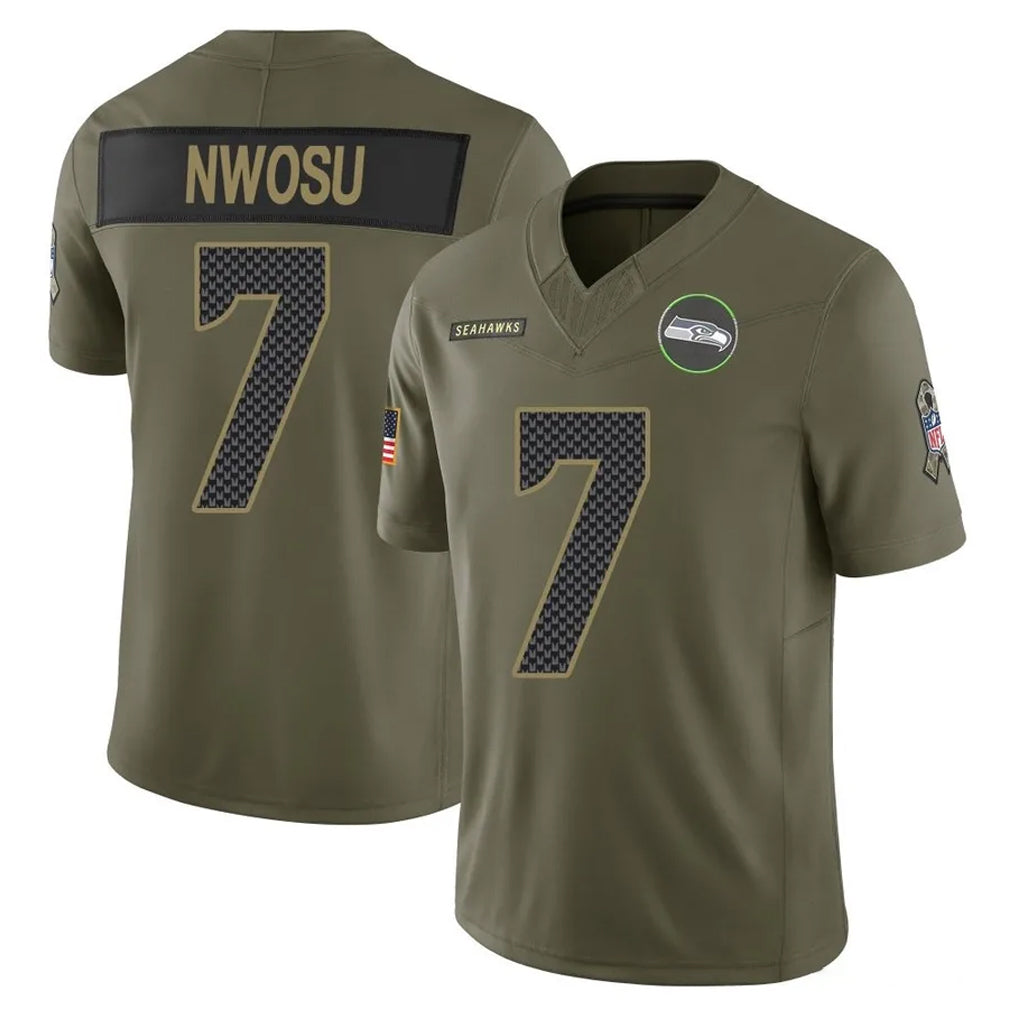 Jdoa S.Seahawks #7 Uchenna Nwosu Player Olive 2025 Salute To Service Limited Home Game Stitched Jerseys