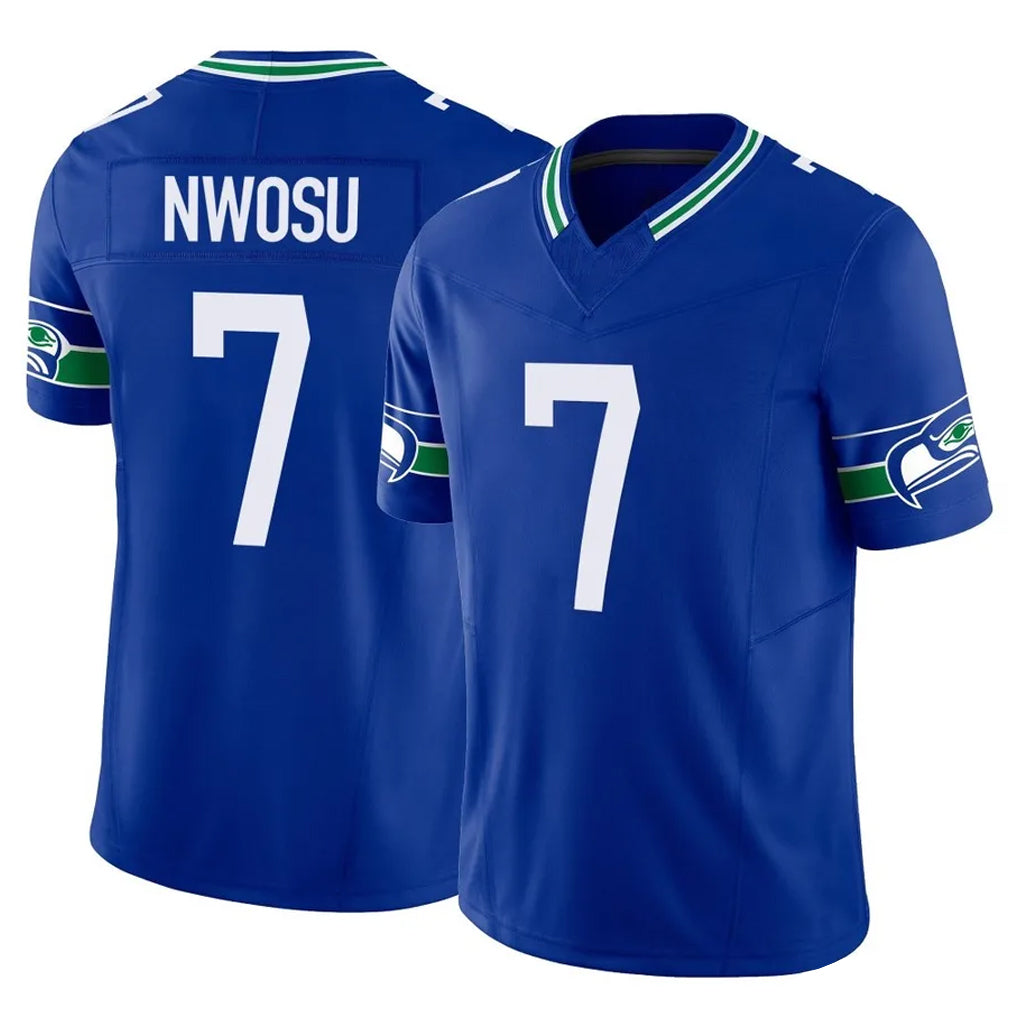 Jdoa S.Seahawks #7 Uchenna Nwosu Player Royal Limited Throwback Vapor F.U.S.E. Home Game Stitched Jerseys