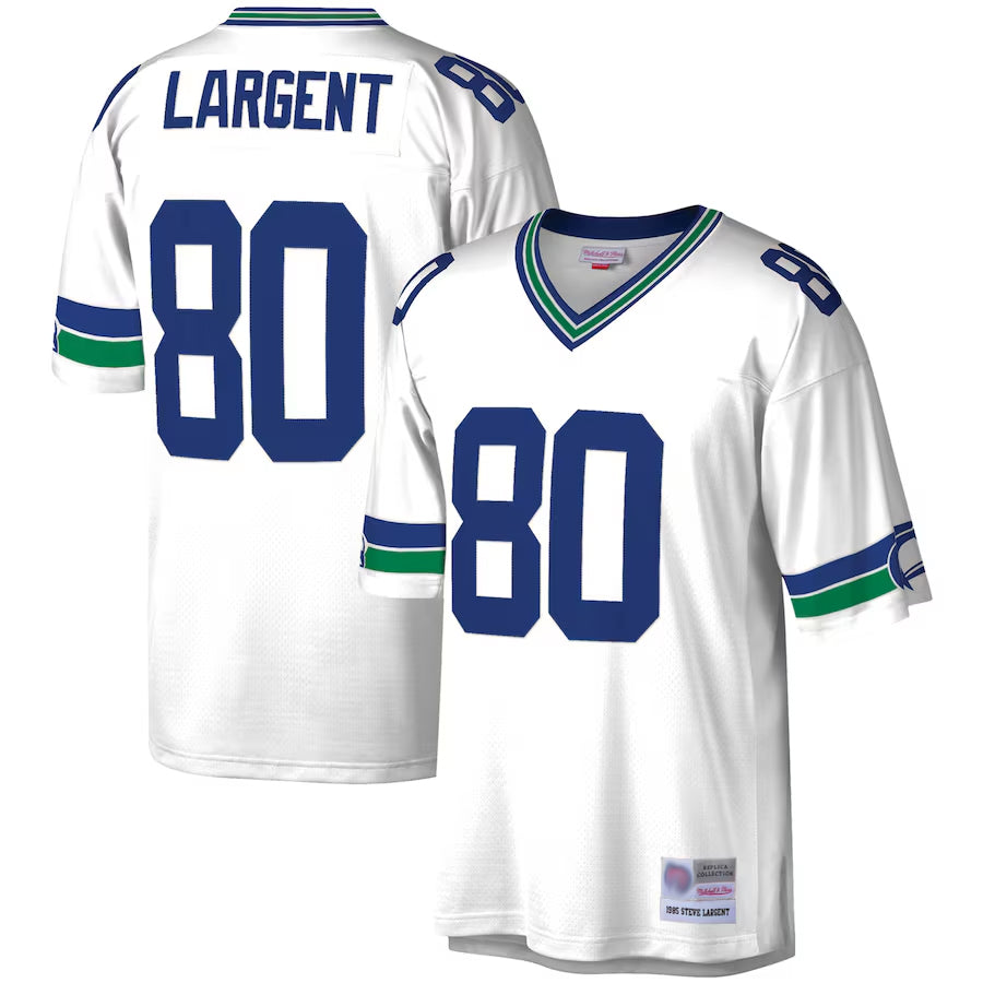 Jdoa S.Seahawks #80 Steve Largent Player Mitchell & Ness White Legacy Replica Stitched Jerseys