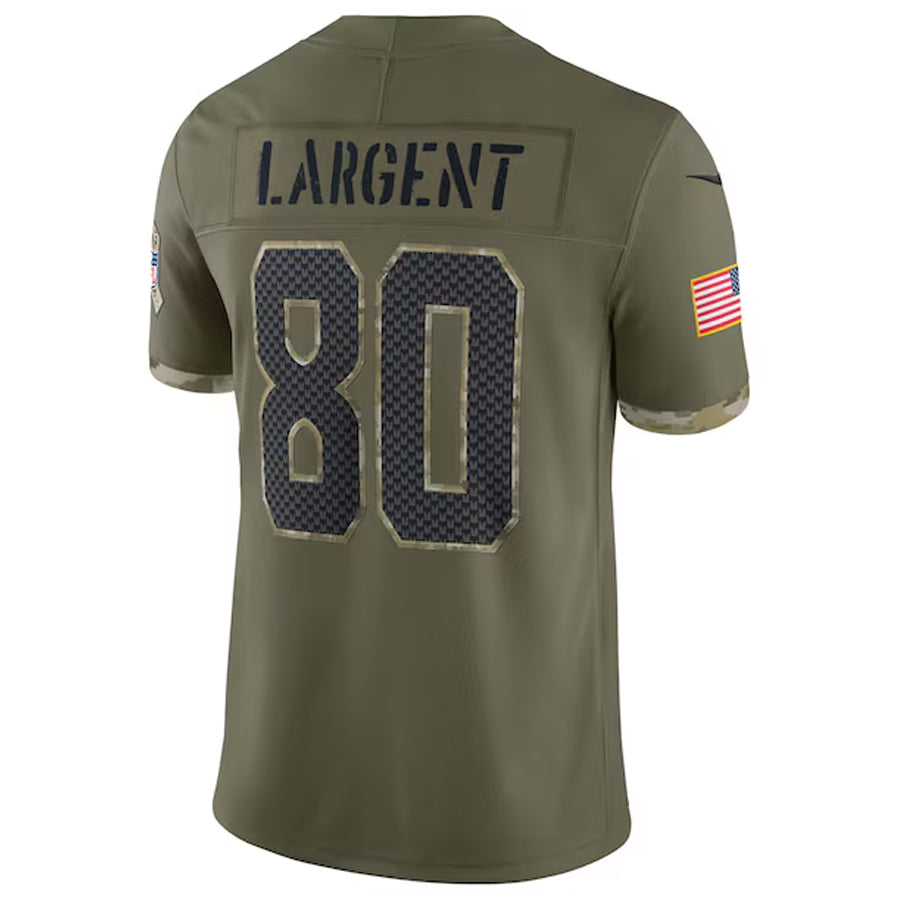 Jdoa S.Seahawks #80 Steve Largent Player Salute to Service Olive Stitched Jerseys