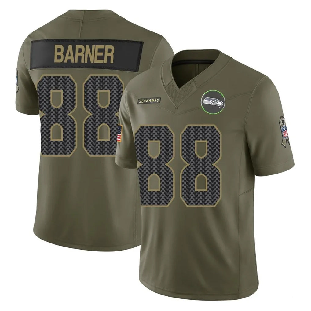Jdoa S.Seahawks #88 AJ Barner Player Olive 2025 Salute To Service Limited Home Game Stitched Jerseys