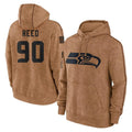 Jdoa S.Seahawks #90 Jarran Reed Player Brown Limited Salute to Service Pullover Hoodies Game Stitched Jerseys