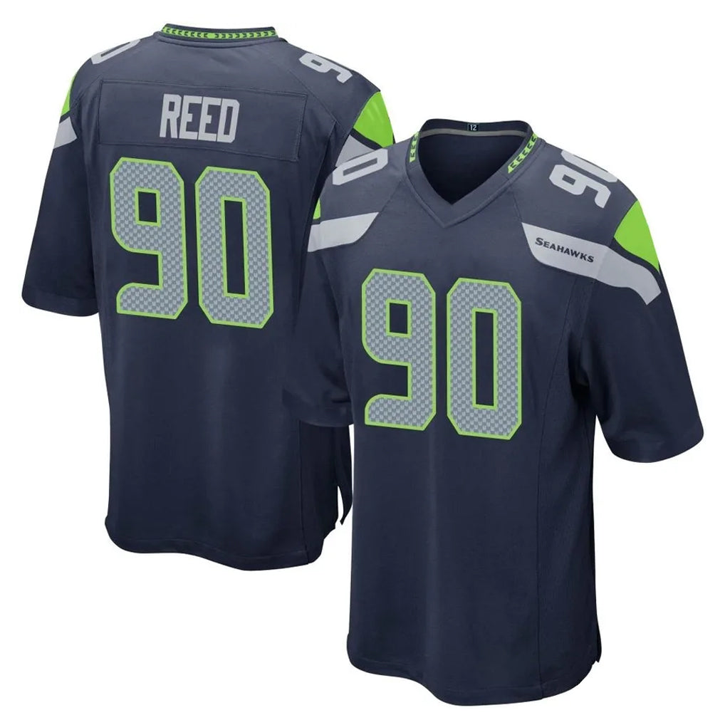 Jdoa S.Seahawks #90 Jarran Reed Player Navy Home Game Stitched Jerseys