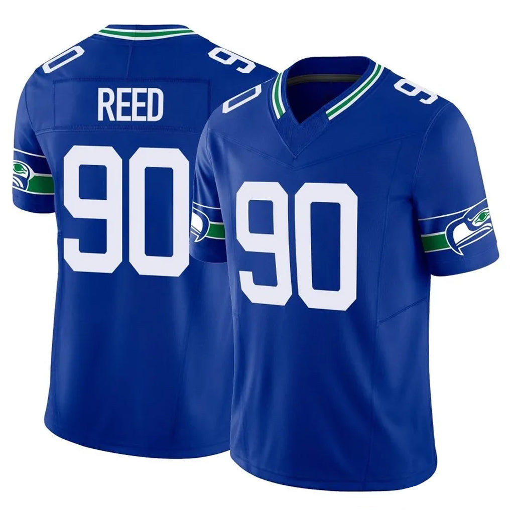 Jdoa S.Seahawks #90 Jarran Reed Player Royal Limited Throwback Vapor F.U.S.E. Home Game Stitched Jerseys