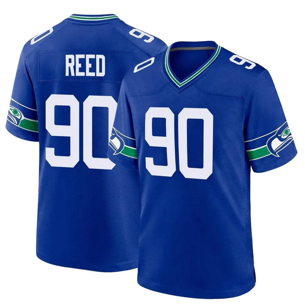 Jdoa S.Seahawks #90 Jarran Reed Player Royal Throwback Home Game Stitched Jerseys