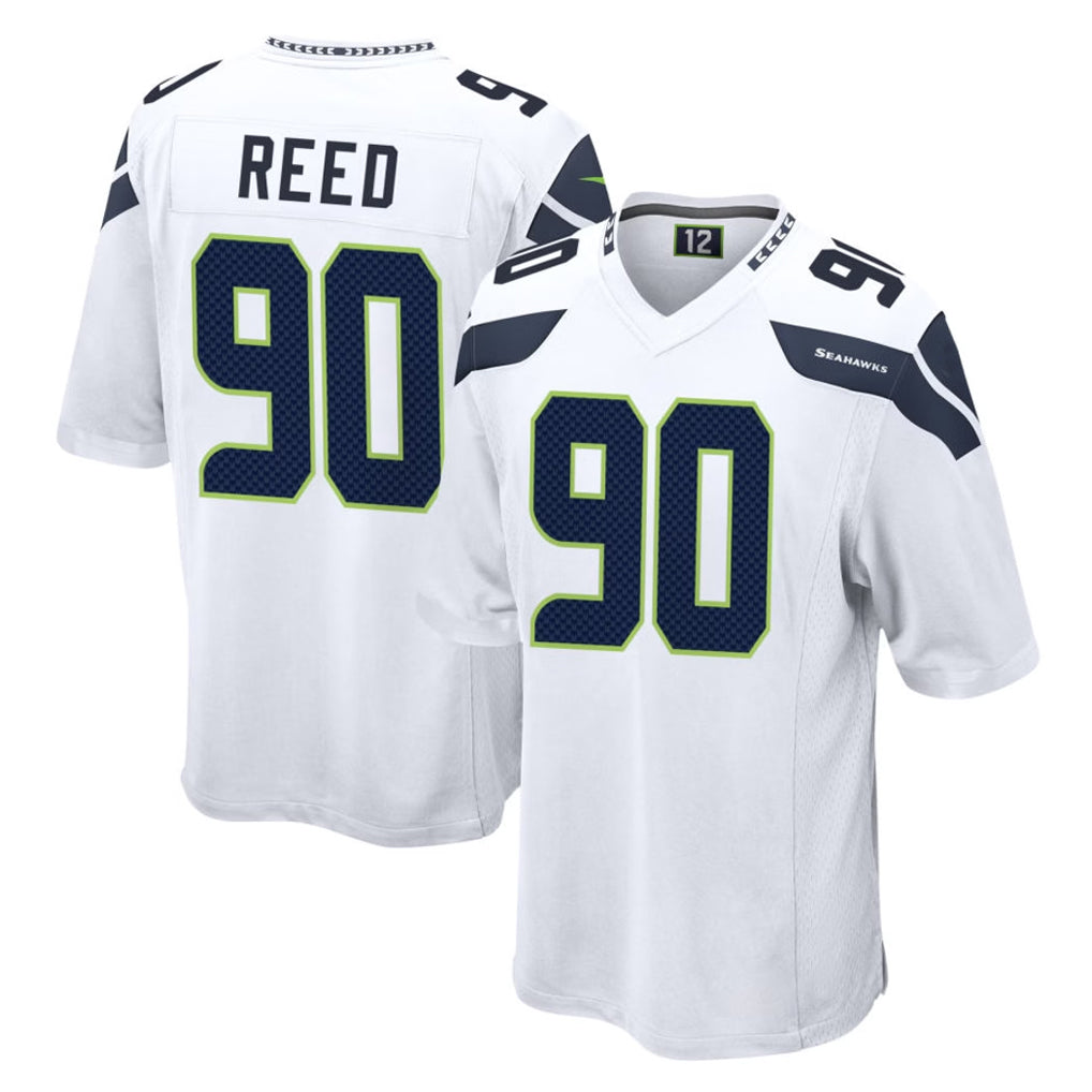 Jdoa S.Seahawks #90 Jarran Reed Player White Home Game Stitched Jerseys