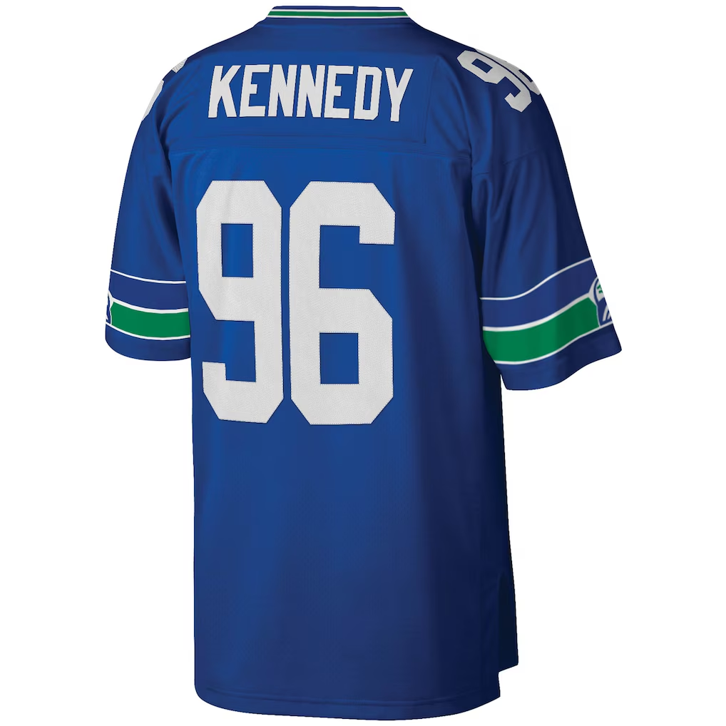 Jdoa S.Seahawks #96 Cortez Kennedy Mitchell & Ness Royal Legacy Replica Jersey