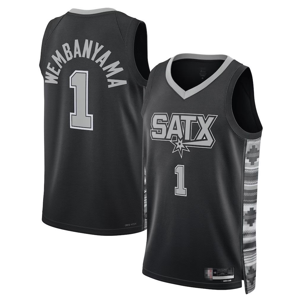 Jdoa SA.Spurs #1 Victor Wembanyama Black Swingman Jerseys - Statement Edition