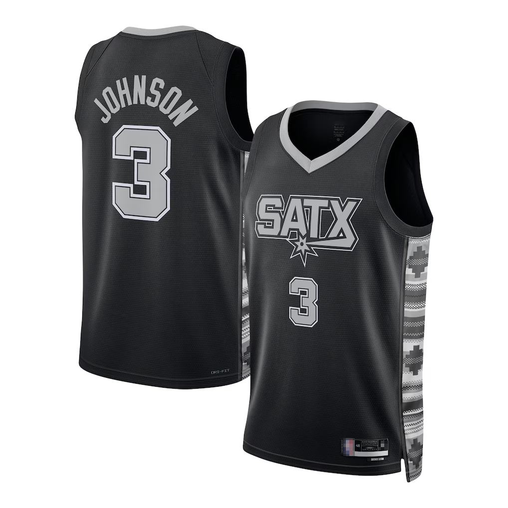 Jdoa SA.Spurs #3 Keldon Johnson Black Swingman Jerseys - Statement Edition