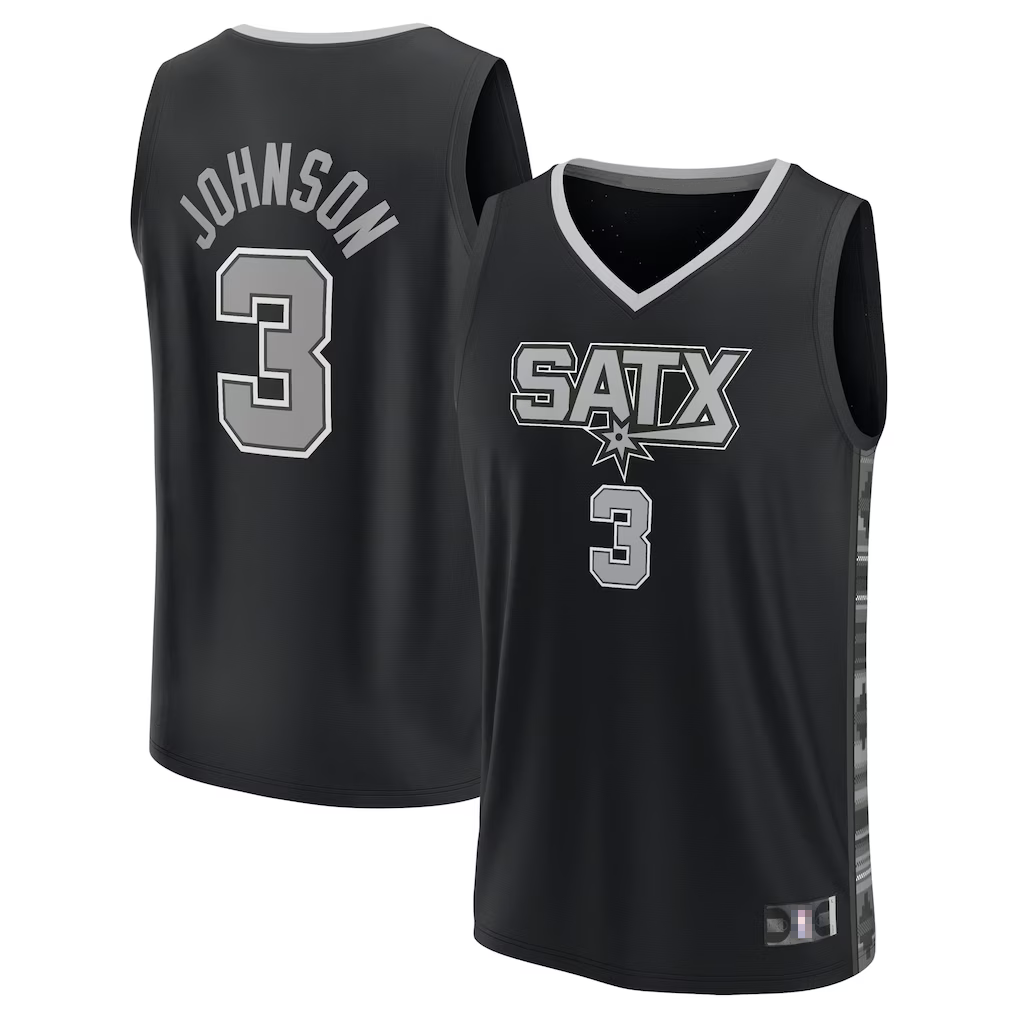 Jdoa SA.Spurs #3 Keldon Johnson Fanatics Black Fast Break Replica Player Jerseys - Statement Edition
