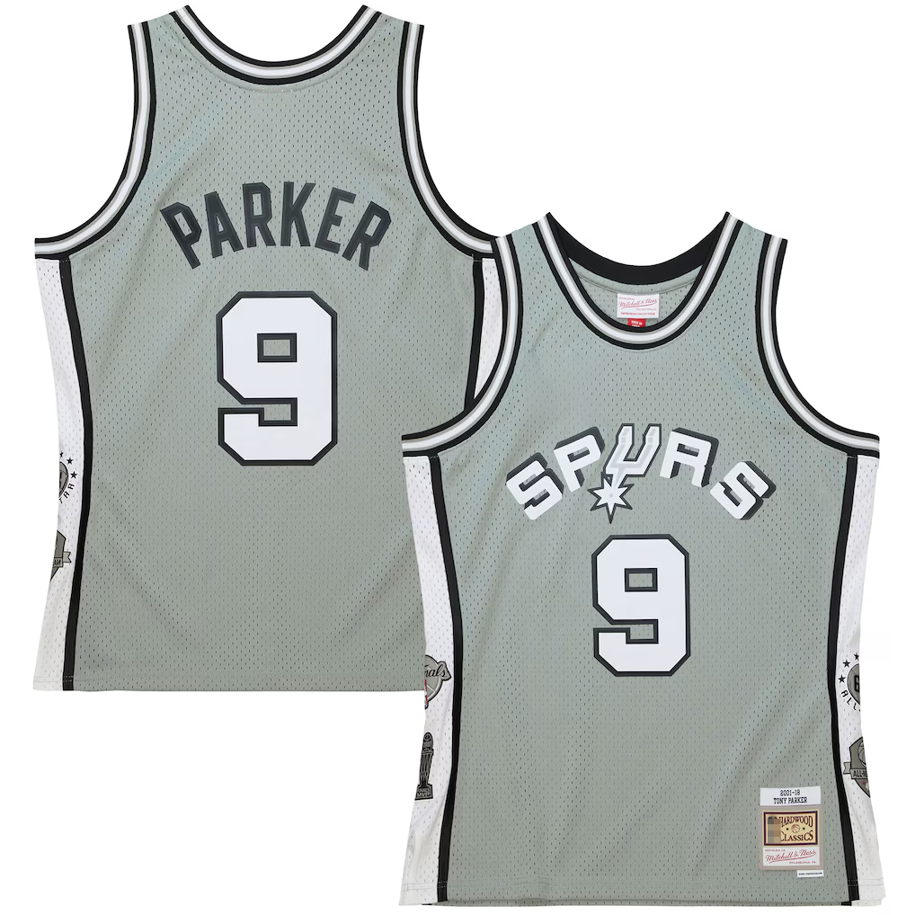 Jdoa SA.Spurs #9 Tony Parker Mitchell & Ness Gray Hall of Fame Class of 2023 Throwback Swingman Jerseys
